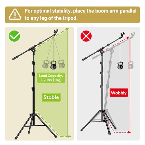TONOR Microphone Stand with Tablet Holder, Tripod Boom Arm for Floor, Adjustable Height and Angle, Heavy Duty Stand with Carrying Bag, Smartphone and Pad Clamp, Excellent Compatibility, T35 - style: Mic Stand