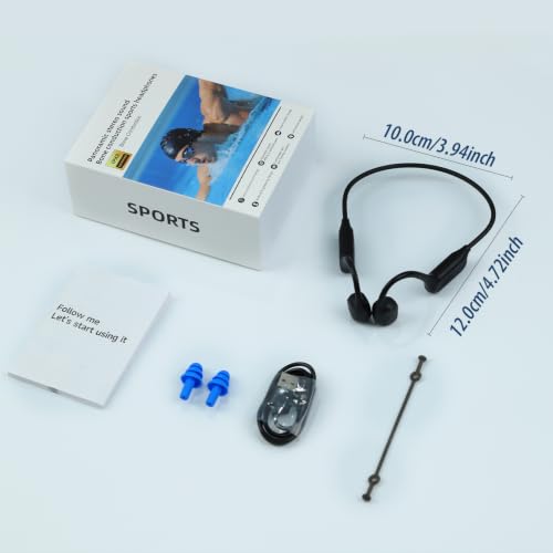 Bone Conduction Headphones IPX8 Waterproof Open Ear 32G MP3 Player | 8 Hours Long Battery & Secure Fit, Lightweight Open Ear Comfort, for Swimming, Running & Cycling, Great for Outdoor Fitness