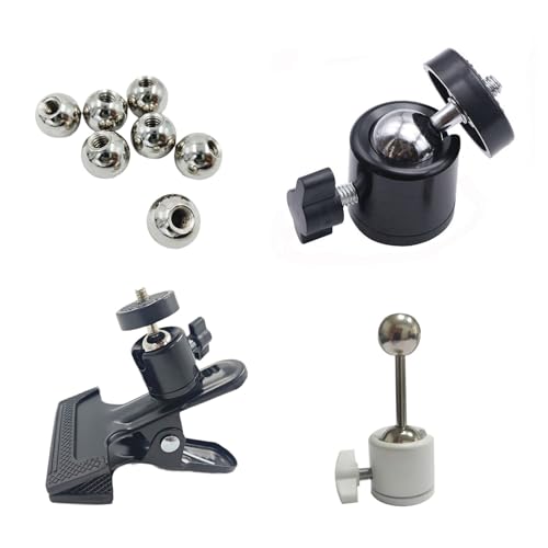 17mm Diameter Round Ball to 1/4 Screw Hole Ball Hole Cell Phone Clip Flat Panel Clamp Universal Arm Metal Adapter Steel Ball Head Flat Panel Floor Stand Microphone Boom Arm