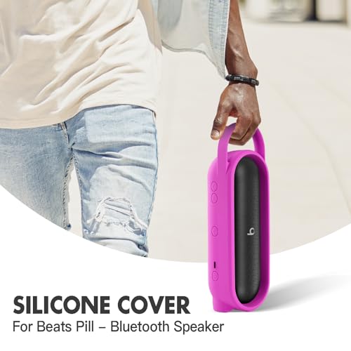 Silicone Cover for Beats Pill Portable Bluetooth Speaker Storage Bag Speaker Holder Travel Bag (Purple) - color: Purple