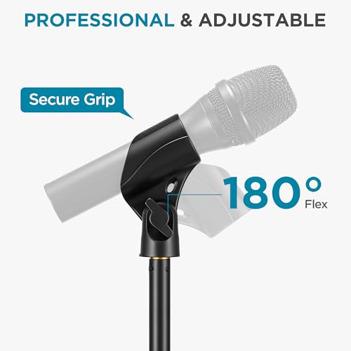 InnoGear Microphone Clip Mic Holder for Stand Adjustable Angle | with 3/8" to 5/8" Adapter, for HyperX SoloCast, HyperX QuadCast S, Blue Yeti, Shure SM58 and Other Mics