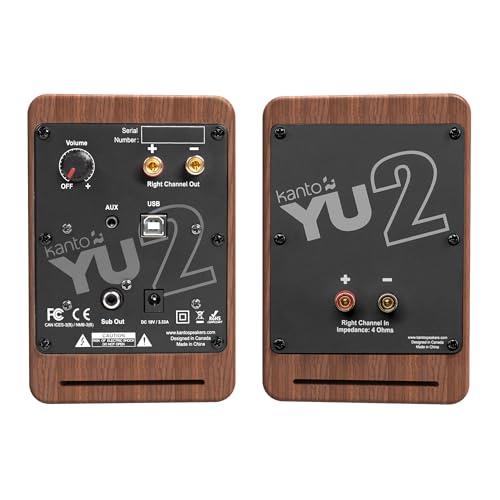 Kanto YU2 Powered 2 Channel Stereo Computer Speakers W/Built-in USB DAC - Walnut - color: Walnut