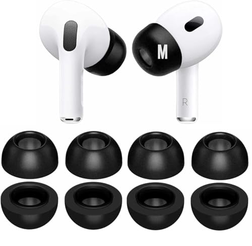 Foam Tips Compatible with AirPods Pro 3,Noise Cancellation, M Size Memory Foam Earbuds Covers Eartips Ear Cap 4 Pairs for AirPod Pro3 (2025 3rd Gen), Black Medium p3fb4pm - size: M