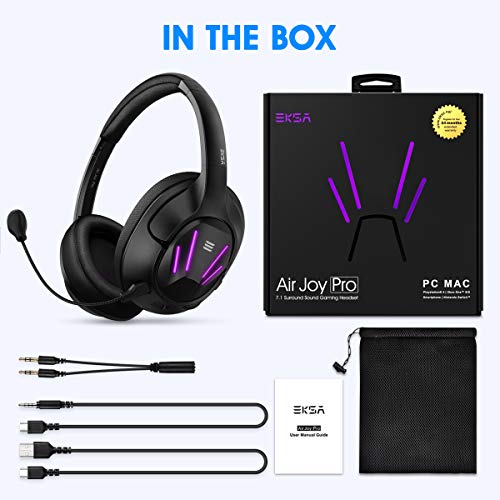 EKSA Computer Gaming Headset for PC - PS4 Headphones with 7.1 Surround Sound Detachable Microphone - Gaming Headphones for PC, PS4, PS5, Xbox One S/X, Mobile Games, Call Center