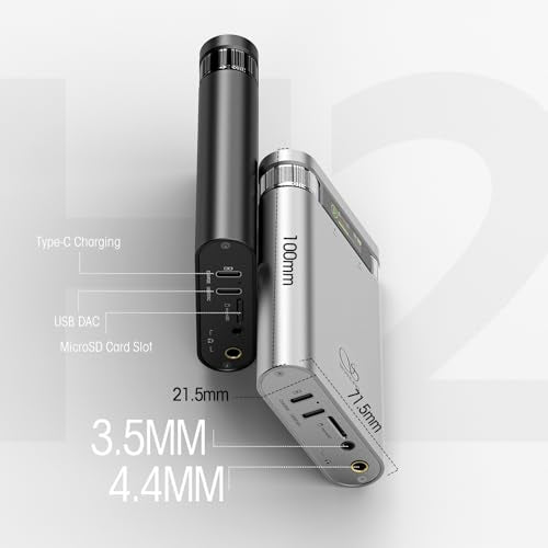 Shanling H2 2in1 Audio Player/Portable DAC, Desktop Headphone Amp,Bluetooth 5.0/LDAC,10.5Hours+ for Music Time,HiFi Res Certificated,Anodized Aluminum with LED Lights,Up to 2TB Capacity