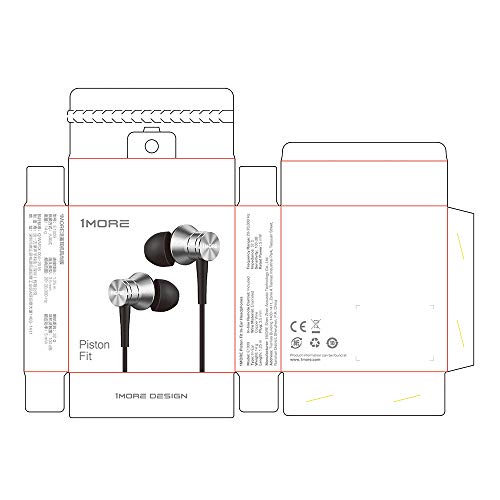 1MORE E1009-SV Piston Fit in-Ear Earphones Fashion Durable Headphones with 4 Color Options, Noise Isolation, Pure Sound, Phone Control with Mic for Smartphones/PC/Tablet, Silver - color: Silver
