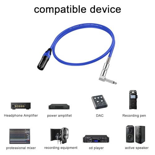 (1.5 FT 2 Pack) Right Angle 1/4 TS to XLR 3Pin Male Microphone Audio Cable,6.35mm TS Mono Right Angle to XLR Male 3pin Cable for Micphone Mixer、 Instruments (1.5 FT 2 Pack) - size: 1.5 FT 2 PACK