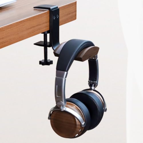 Clamp-style headphone holder/under-desk headset mount,attaches to surfaces 10–63mm thick,can also be used to hang backpacks,umbrellas,and hats(Black) - color: Black