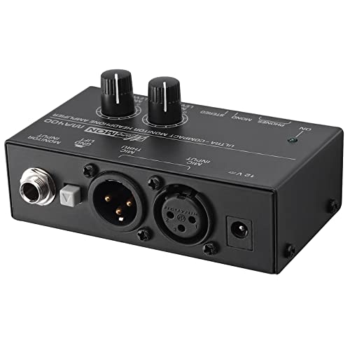 LiNKFOR MA400 Headphone Amplifier for XLR Microphone & Audio Signal with Volume Controls, 6.35mm & 3.5mm Headphone Outputs, Portable with 12V Power Supply