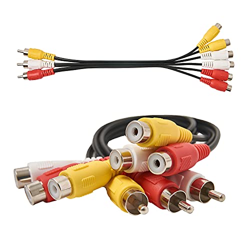 AV Cable Splitter, 3 RCA Male Jack to 6 RCA Female Plug Splitter Audio Video Av Adapter Cable Composite Video Splitter Adapter Output Cables Cord - size: 3 RCA M to 6 RCA F