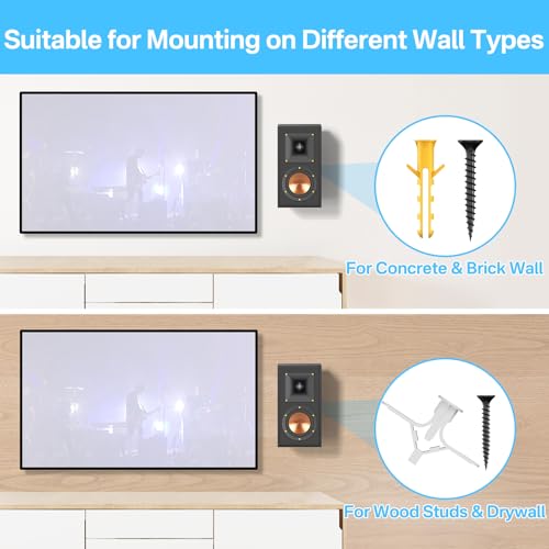 Metal Universal Speaker Wall Mount for Surround Sound Speaker Mounts - Swivel & Tilt Adjustable Wall Mounts for LG, Samsung, Vizio, Roku, Sony Speakers Mounting Bracket Hold up to 30lbs, 2 Pack