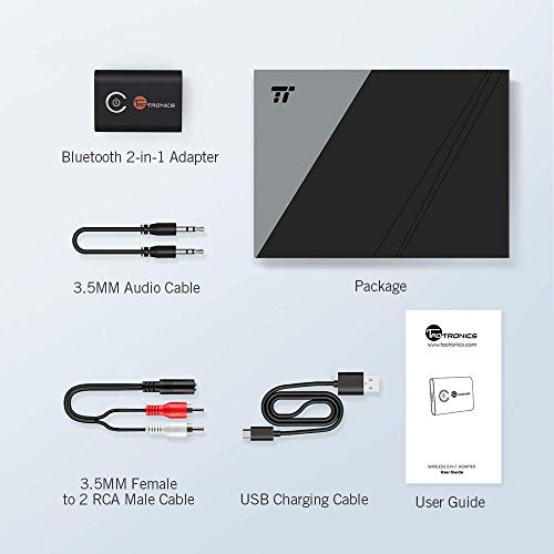 ISOBEL USB Bluetooth Audio Transmitter Receiver, 3 in 1 HiFi Wireless Audio Adapter, Bluetooth 5.0 EDR Adapter with 3.5mm AUX for Car TV Headphones PC Home Stereo, USB Power Supply, Plug and Play - size: Mini