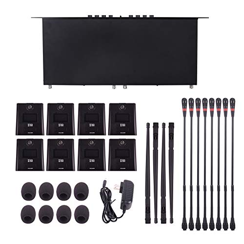 XTUGA 8 Channel Wireless Conference Microphone System,Gooseneck Mics(CM280) | UHF Fixed Frequency,Auto Scan,PLL Locked,Professional Conference Mics for Conferences Room/Lecture/Church/Public Speaking