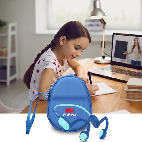 FBLFOBELI Kids Headphone Case for BAICLUD/Mehomeli/JusTalk/iClever/LOBKIN | Hard EVA Shell, Kids Bluetooth Air Conduction Open Ear Headphones Case, Shockproof & Water-Resistant, Blue - color: Blue