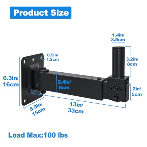 Speaker Wall Mount,Swivel and Tilt, Holds up to 100lbs, 2 Packs | Heavy Duty Wall Speaker Mount bracket for Professional Audio, HD-329, Black - style: HD-329