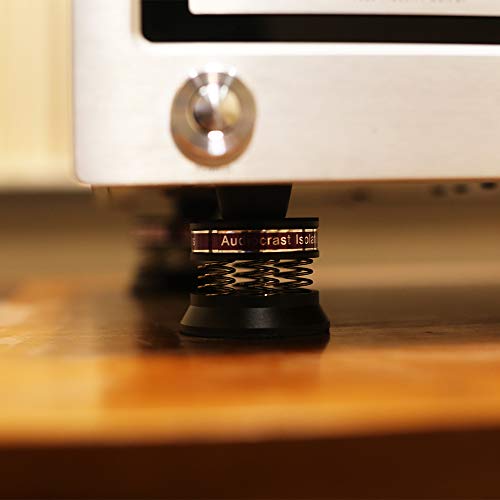 4px Spring Speaker Spike Pads, Isolation Stand Feet, Aluminum Non-Slip Speaker Floor Protectors, Sound Dampening Anti Vibration Speaker Base Pad for HiFi Amplifier/DAC/Turntable/Player - color: Black