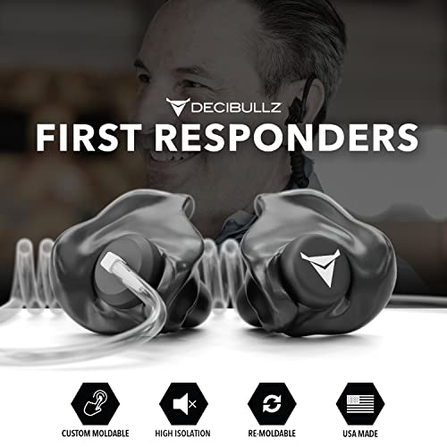 Decibullz Custom Molded Security Radio Surveillance Earpiece Set, Thermo-Fit Designed for Clear Acoustic Tube Radios, Isolation - style: Isolation Earpieces