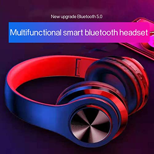 Wireless Bluetooth Headphones with Colorful LED Lights, Black Red | HiFi Stereo Sound,Light Weight,Foldable,Colorful Backlit,Rechageable,Over Ear Headset for PC/Travel/Class/Office/Kids/Adult - color: Black