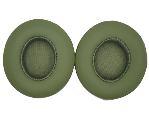 Headphone Replacement Ear Pad Cover Compatible with Beats by Dre Solo3 Solo2 Wired Wireless Headphones Protein Leather Memory Foam Headphone Cushion Ear Muffs-Military Green - color: military green