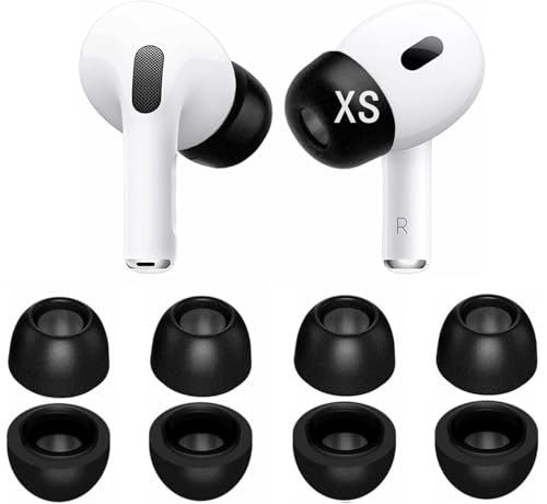 Foam Tips Compatible with AirPods Pro 3,Noise Cancellation, XS Size Memory Foam Earbuds Covers Eartips Ear Cap 4 Pairs for AirPod Pro3 (2025 3rd Gen), Black XS p3fb4pxs - size: XS