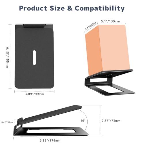 PUTORSEN Desktop Speaker Stands, 16° Tilt Angle, 22 lbs Capacity, 1 Pair | Strong Metal Support Fits Most 3-4" Bookshelf Speakers, 16° Tilt For Clearer Sound, Anti-Vibration Pads Reduce Resonance - size: Height: 2.87"