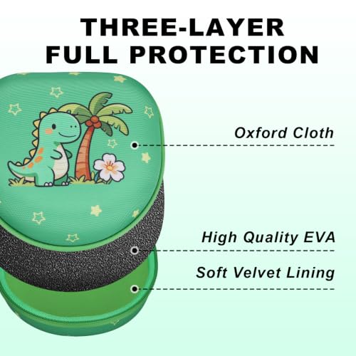 Kids Headphone Case for iClever/Acer, Dinosaur Green(Case Only) | for iClever BTH12 HS19 BTH22 BTH20 BTH18 BTH26/JBL Junior 320/MIDOLA/JoySpark/eKids/ ADOOPE/JLab Girls Boy Kids Headphone - color: Dinosaur Print - Green