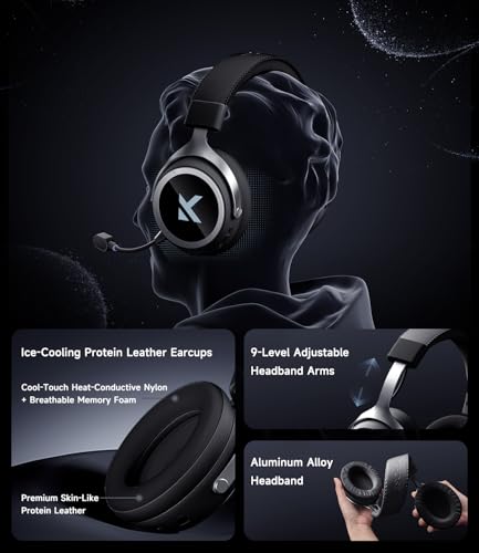 MCHOSE X9 Wireless Gaming Headset for PC PS5 PS4, 2.4GHz USB & Bluetooth, 7.1 Surround Sound, 53mm Driver, Low Latency, Noise Cancelling Mic, Multi-Platform Compatibility, RGB Headphones - color: Black