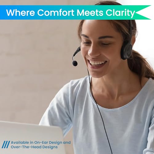 OTM Essentials Pro Headset, Noise-Canceling Headphones, On-Ear Design, in-Line Volume Control, Headset with Mic and USB, Quick Plug and Play