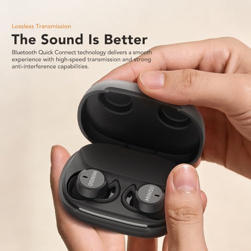 MINISO MS217 Sleep Earbuds, Mini Earbuds with Noise Reduction Bluetooth 6.0 Headphones, AI Translation Earbuds in Real Time Support 165 Languages for Side Sleepers Travel Business