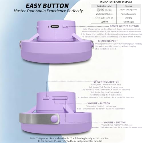 Open-Ear Headphones, 20+ Hour Playtime, Immersive Sound, Wireless Bluetooth Headphones for School, Work, Travel&Daily Use,Purple - color: Purple