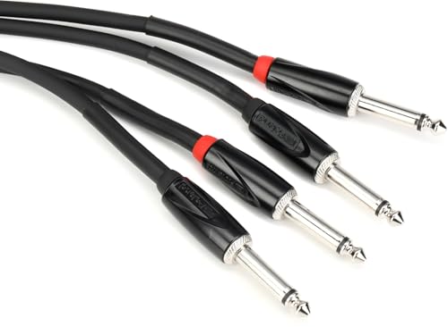 Roland Black Series Interconnect Cable, Dual 1/4-Inch to Dual 1/4-Inch, 15 Feet - size: 15 ft, style: Dual 1/4"-1/4"