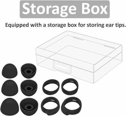 Replacement for Samsung Galaxy Buds FE Wing Tip Ear Tip 10 PCS Accessories, Silicone Earbuds Wingtips 2 Pairs and Eartips 3 Pairs for Galaxy Buds FE, Black