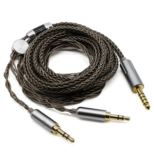 Youkamoo 4.4mm Cable Compatible with Hifiman HE4XX, HE-400i Headphones 8 Core Braided Silver Plated Replacement Audio Upgrade Cable (4.4mm to Dual 3.5mm Male Version) - size: 6 Feet