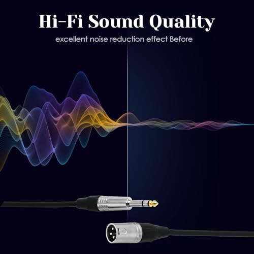 3pin XLR Male to 1/4 6.35mm TRS Jcak Cable, Balanced Mic Cord, 15ft-2Pack | Double-Shielded OFC, Gold-Plated Connectors, Low Noise,Tight Fit, For Mixer, Amp, Speaker, Microphone - size: 15 FT - 2 Pack, style: XLR Male
