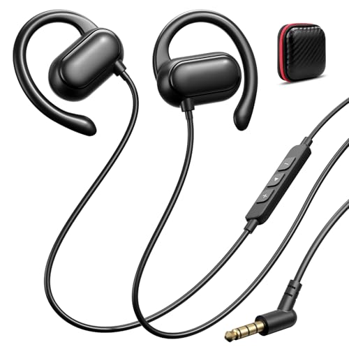 iMangoo 3.5mm Wired Earbuds Over the Ear Buds Open Earphones for Kids Women | 4.92FT Cord Earhook Aux Plug in Headphones for Apple 3.5 mm Jack Corded Wire for Airplane Travel Home Office School Computer