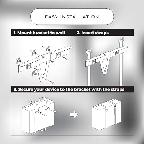 HumanCentric Universal Wall Mount Adjustable Mount | For Cable Boxes, DVD Players, Routers, Modems & More, Fits Devices 12"-32" in Perimeter & Up to 30 lb, Hardware Included