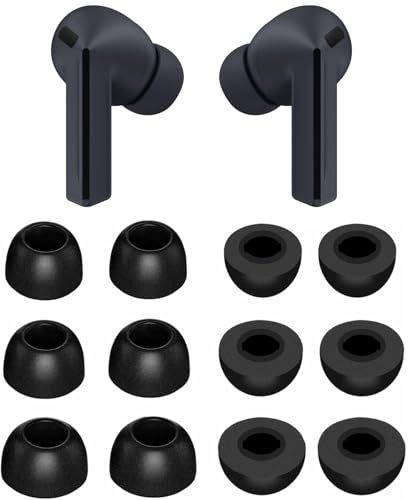ALXCD Foam Ear Tips Compatible with Galaxy Buds 3 FE Earbuds SM-R420N, 6 Pairs S/M/L Sizes Ear Tips Replacement Memory Foam Earbuds Tips, Compatible with Galaxy Buds 3 FE 6 Pairs Black