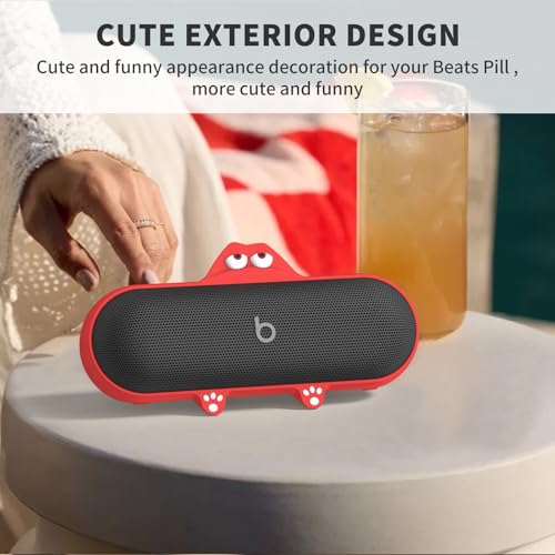 Silicone Kawaii Cute Case for Beats Pill Wireless Bluetooth Speaker, Anti-Scratch Protective Sleeve Compatible With Beats Speaker (Red) - color: Red