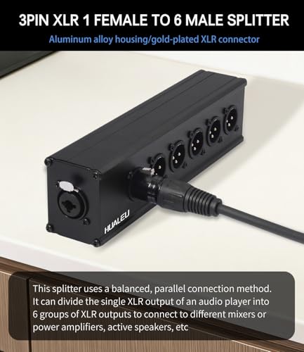3Pin XLR & 1/4 TRS Female to 6 XLR Male 1 in 6out Splitter Adapter,Balanced Parallel 6Way XLR Single Input to six Output Connection Adapter for Mixer, Microphone, Audio Player, Audio decoder - color: XLR 1F TO 6M