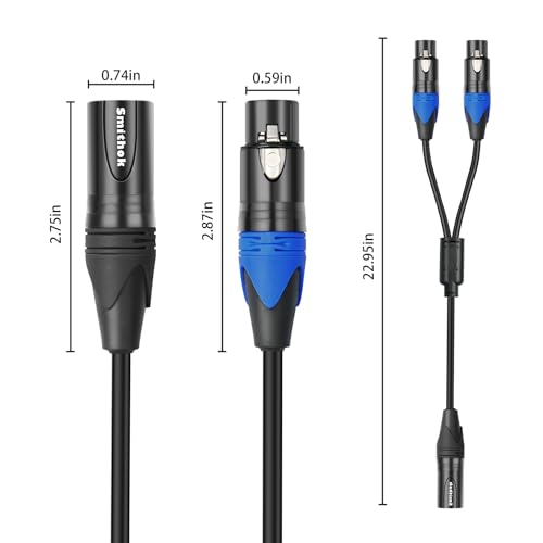 Smithok XLR Splitter Cable,Dual Female to Male Y Cable (XLR Splitter 3 Pin 2 Female to 1 Male),Balanced Microphone Splitter Cord Audio Adaptor - 1.6ft /0.5m - size: 1 Pack 1.6 ft
