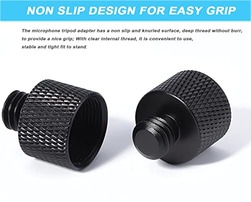 8 Pcs Mic Stand Adapter 5/8 Female to 3/8 Male and 3/8 Female to 5/8 Male, 5/8 Female to 1/4 Male and 1/4 Female to 5/8 Male Screw Thread Adapter Mic Thread Adapter Set for Microphone (Black) - color: Black