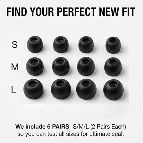 Replacement Memory Foam Ear Tips for Apple AirPods Pro 3 (2025 3rd Gen) - Anti-Slip Earbud Tips for Airpod Pro Ear Tip Replacement with Wax Guard (Black, S/M/L (2 Pairs Each)) - size: S / M / L (2 Pairs Each)