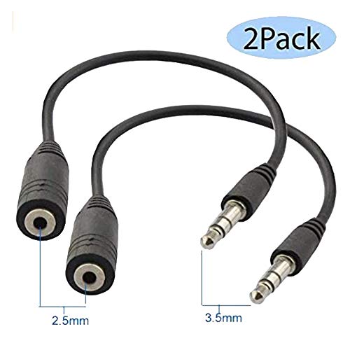 Seadream 2Pack 6 inch 3-Pole 3.5mm Male to 2.5mm Female Headset Audio Adapter Cable Extender Stereo Jack