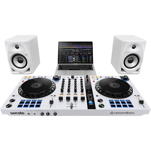 Pioneer DM-50D-W Active 5" Desktop Monitor and DJ Speakers (White) with Professional Graded TRS to TRS Cables