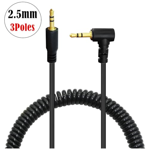 Seadream 2.5mm Angled Audio Cable Coiled ;2Pack Coiled Spring 2.5mm to 2.5mm Angled Male to Male Subminiature Stereo Headset Headphone Jack Gold Plated Connector Wire Cord Plug Cable - style: 2Pack Coiled Angled M to Straight M