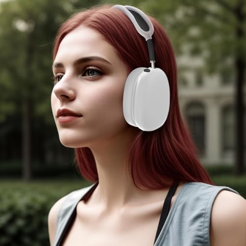Silicone Case for AirPods Max 2/1 (2026/2024/2020), Clear Soft Light Ear Pad Case/Ear Cups Cover/Headband Shell,Ultra Protective Cover for AirPods Max (USB-C) Case (Clear White) - color: A6-Clear + White