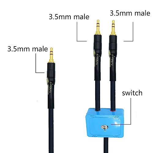 Arklove 15ft Sound Channel swicher 1/8" aux Input 3.5mm 2X 3.5 Output Switch Selector 2 in 1 Out R/L Stereo Audio 1 in 2 Out Stereo Audio Splitter with Phone pc Player - size: 15ft, style: 3.5mm switch selector