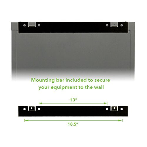 NavePoint 15U Wall Mount Audio Video A/V Rack Cabinet Glass Door Lock Casters and Shelves