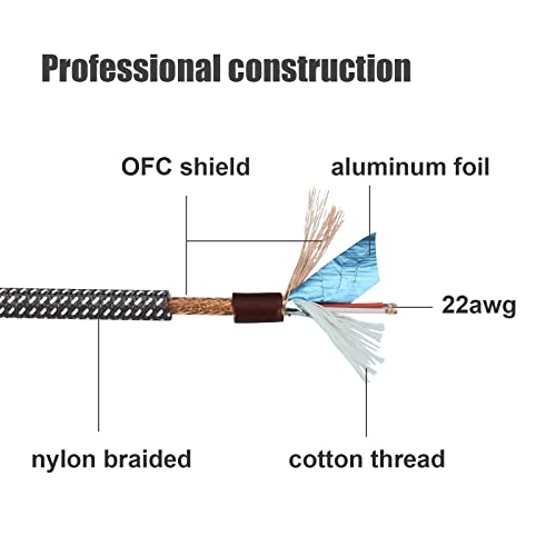 Balanced 1/4" TRS to XLR Female Microphone Cable, 25Feet 6.35mm Quarter Inch to 3pin XLR Female Stereo Interconnect Cable, Heavy Duty Nylon Braided, Gold Plated, for Mixer, Speaker -2Pack - size: 25Feet, 2Pack