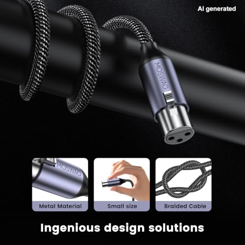 MOSWAG XLR Male to Female Cable 3FT Balanced XLR Cable Microphone Cord 3Pin | XLR to XLR Cable Nylon Braided Compatible with Mic Mixer, Microphone, Recording Studio, Behringer, Speaker Systems - size: 3FT/1M